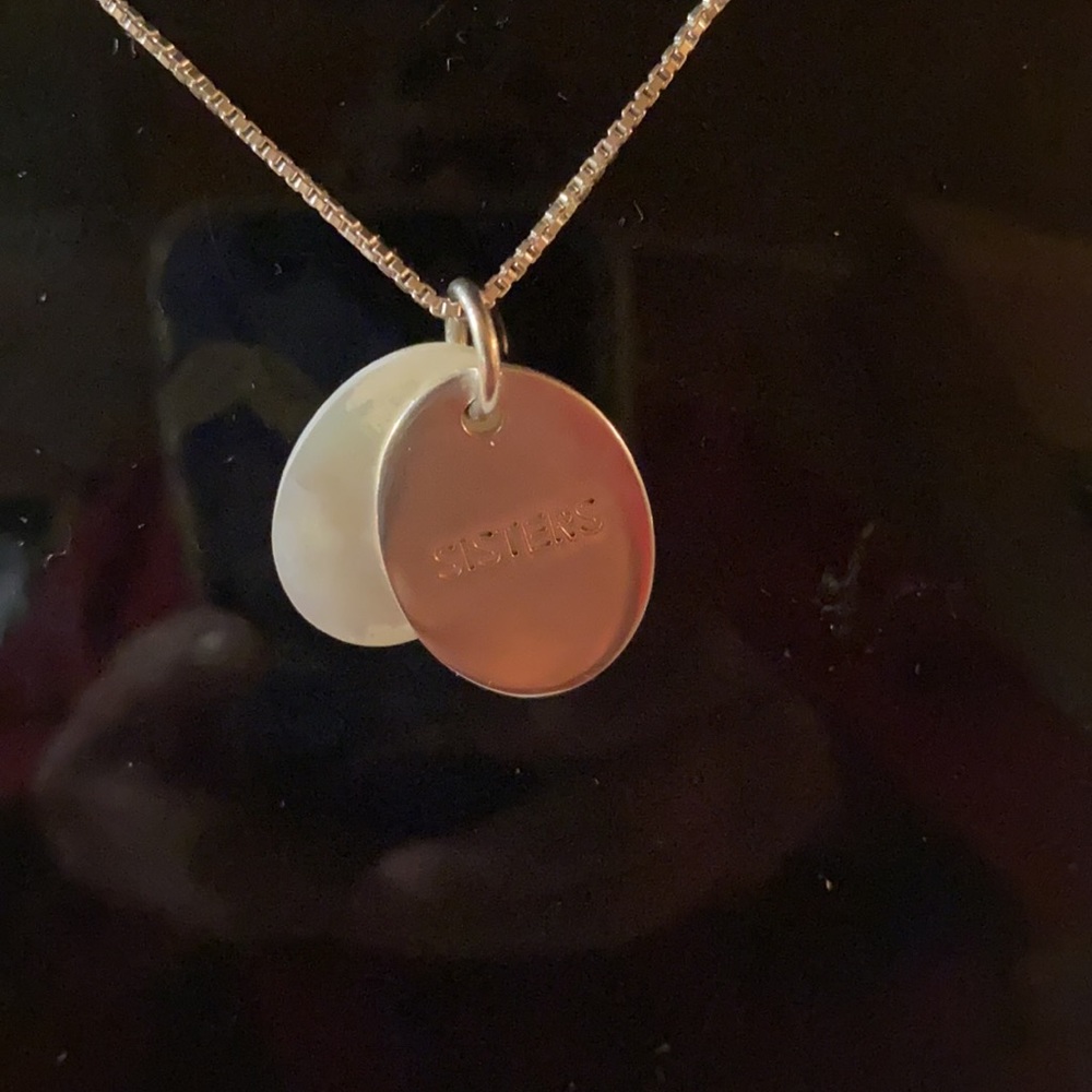 Sterling silver with mother of pearl sisters necklace